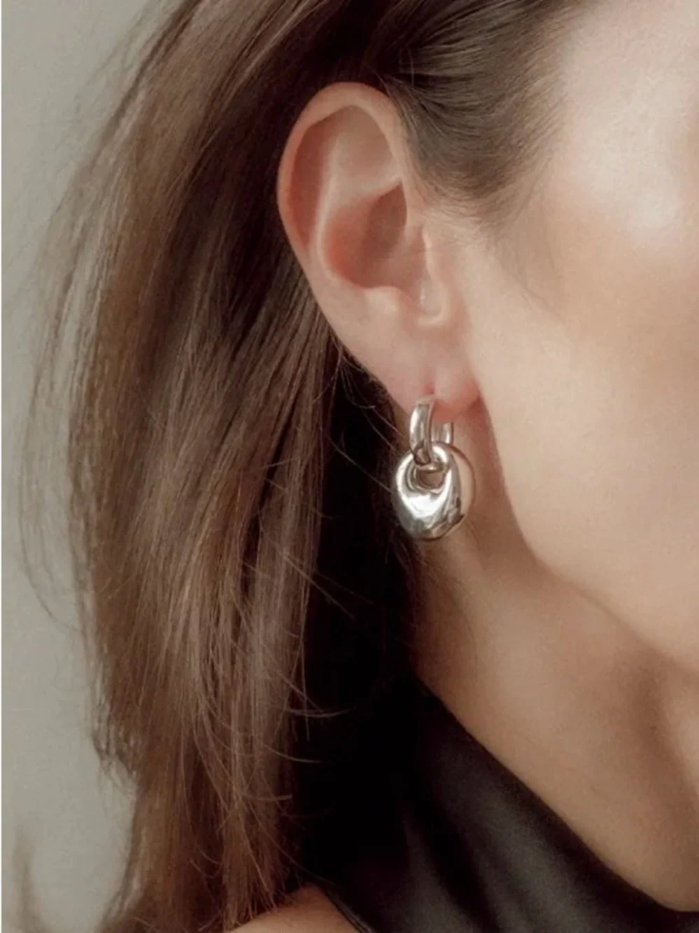 Vintage Silver Loop-and-Disc Dangle Earrings brand unknown, no markings